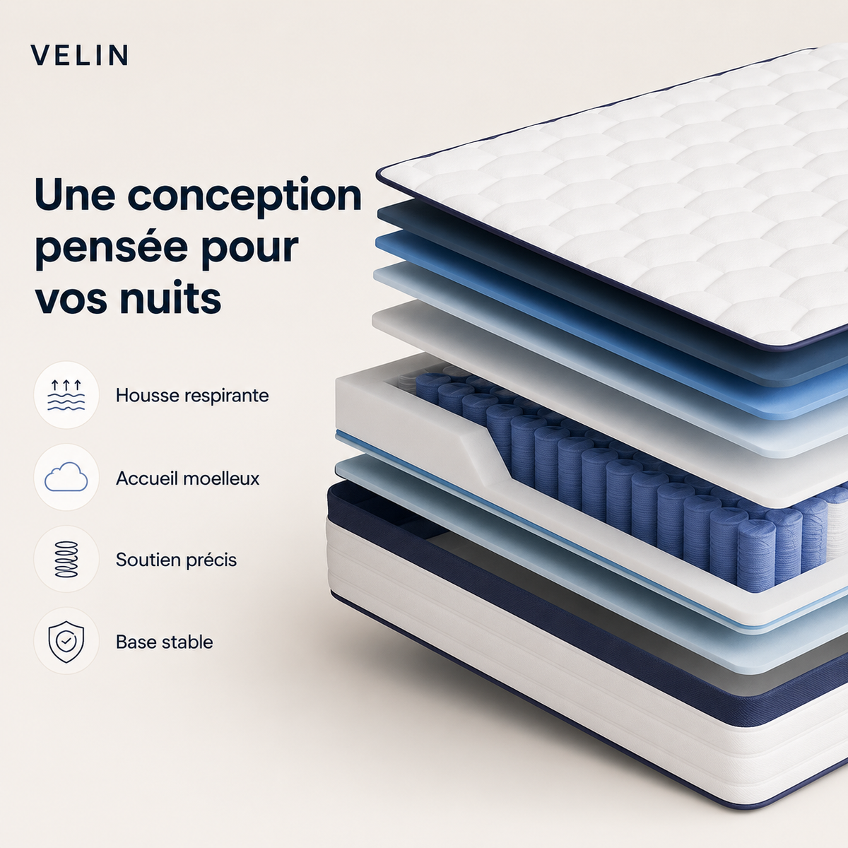 Matelas Nuage VELIN – en situation dans une chambre